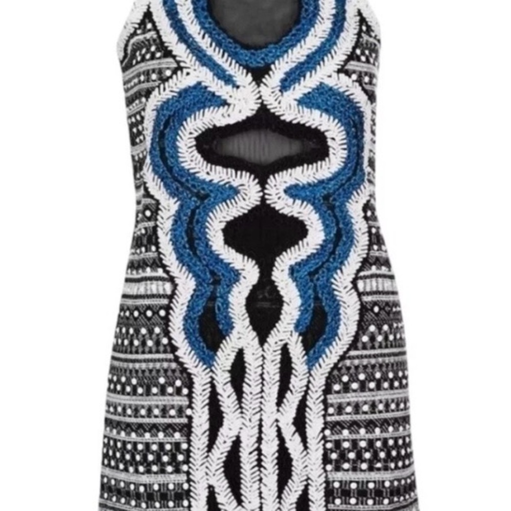 Topshop Black and Blue Embroidered Mini Dress- like new!! - Picture 9 of 9